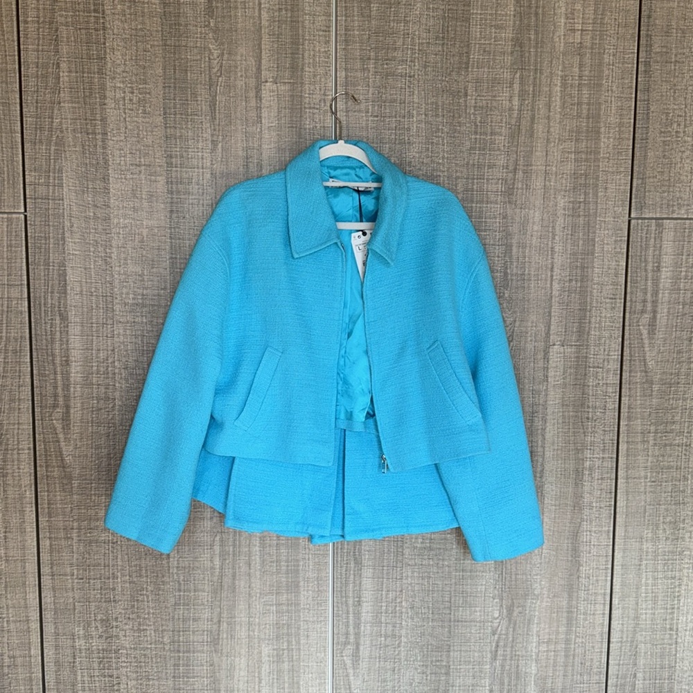 Zara‎ Textured Mini Skort And Matching Jacket Set